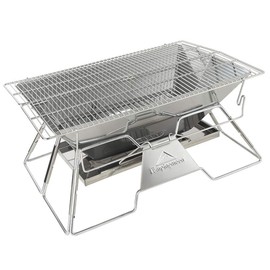 Campingmoon Foldable BBQ Grill, Portable Charcoal Grill, Stainless Steel Wood Burning Stove, Barbecue Cooking Stove for Outdoor/Garden/Camping/Picnic/Party (MT-3)