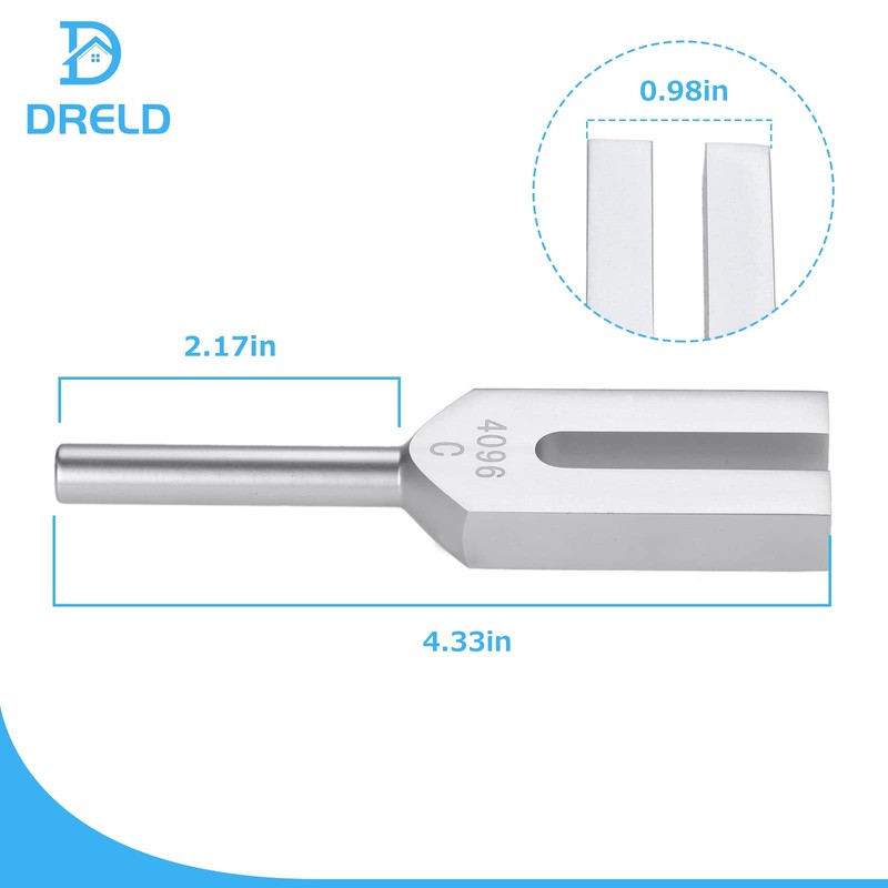 Dreld 4096Hz Tuning Fork, Tuner, Rubber Mallet with Storage Pouch,