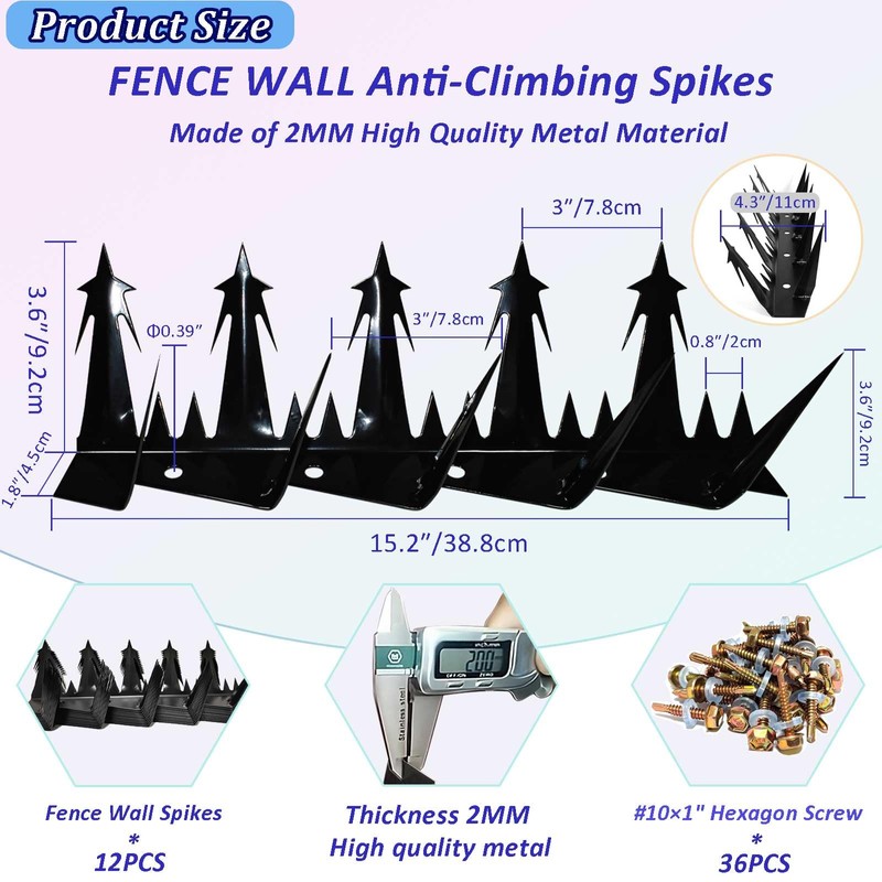 Metal Anti Climb Spikes for Fences and Walls. Effectively Avoided