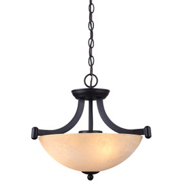 Canarm ICH375A03RA14 3 Light Warren Dual Large Pendant Light Fixture, Bronze
