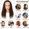 S-noilite 100% Human Hair Mannequin Head Hairdresser Practice Styling Cosmetology
