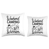 Weekend Camping Warrior Tent Minimalistic Throw Pillow