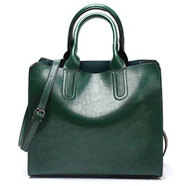 FiveloveTwo Womens Ladies Vintage Solid Color Handbags and Purses PU Leather Top-handle Satchel Hobo Crossbody Totes Shoulder Bags Green