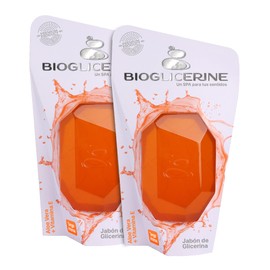 Set de jabones BIOGLICERINE TANGER INTENSE | 2 Pack | Jabón de Glicerina con Vitamina E | Hidratante y Humectante | Ideal para todo tipo de piel | Aroma Mandarina | 235 gr C/U