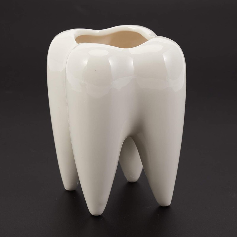 Dropfree Tooth Shape White Ceramic Flower Pot Modern Design Planter
