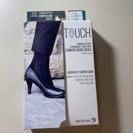 Touch Ladies' Fashionable Knee High Black Compression Socks #1062BL-Medium NWT