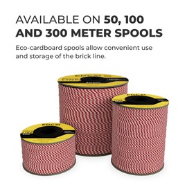 EdcX Mason's Line Diameter 1.7 mm, 50 m, 100 m and 300 m, Nylon, Brick Line, Construction Cord, Gardening, Mason's Cord, Tear-Resistant, Weatherproof Power Cable with Low Stretch (White + Red, 300 m)
