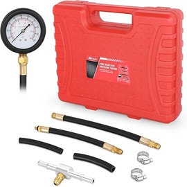 Nilight Fuel Pressure Gauge Tester Kit, 0-100 PSI Fuel Injection Pump Pressure Gauge Petrol Engine Diagnostic Tester for Car Truck Motorcycle SUV ATV RV, 9PCS