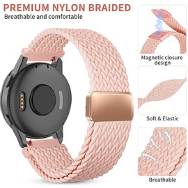 CUNUJIX Magnetic Braided Watch Bands Compatible with Garmin Venu Sq/Venu Sq 2, Loop Stretchy Nylon Elastic Fabric Strap for Garmin Venu Sq Music/Venu Sq 2 Music Women Men