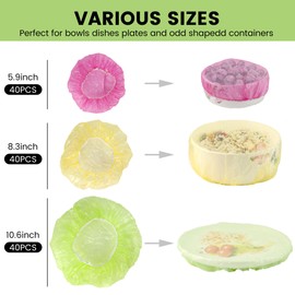 HANSGO 120PCS Bowl Covers Reusable, Elastic Plastic Wrap for Food Storage, Fresh Keeping Stretch Bags for Bread, Alternative to foil for Family, Outdoor Picnic, Sourdough Baking (3 Sizes)