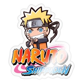 Spreadshirt Naruto Shippuden Logo with Naruto as Chibi Sticker, 10 x 10 cm, Transparent Glossy