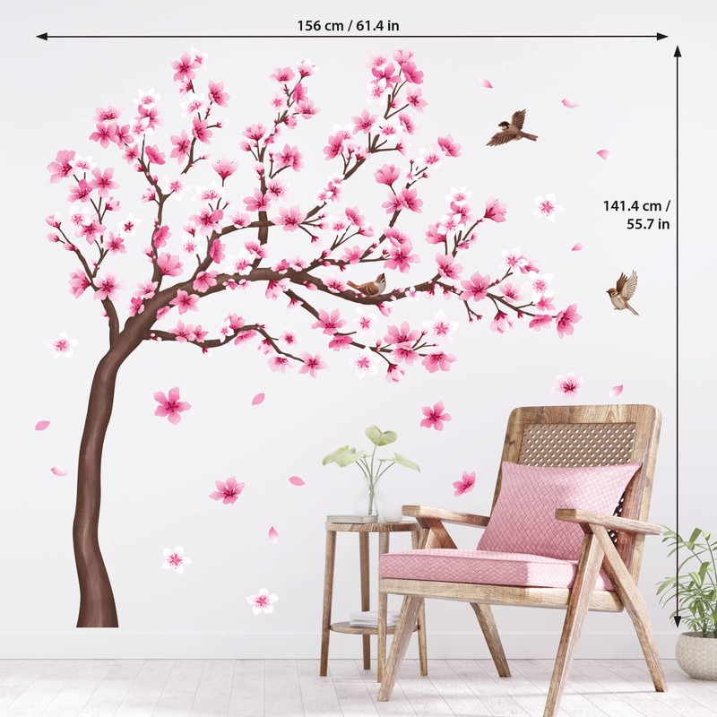 DECOWALL SG4-2306 Cherry Blossom Tree Wall Stickers Decals
