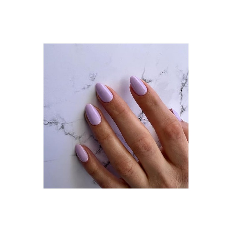 KQueenest Lavanda Purple Press On Uñas Cortas Ovaladas, Lila Acrílico