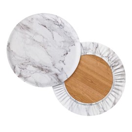 KUIFORTI White Marble Stool Cover - 2 Pack Stool Cushion Slipcover - Round Chair Seat Covers Set - Washable Round Bar Stool Seat Cover - Dust Cover - Stretch Cloth, Size L