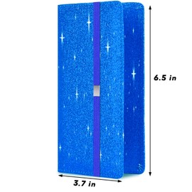 LOLOMLO Glitter Bling Checkbook Cover for Girls RFID Blocking Standard Register Check Book Case, Royal Blue, Rfid Wallet