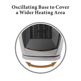 Optimus H-7247 1500-Watt Portable Oscillating Ceramic Heater, Silver (93578897M)