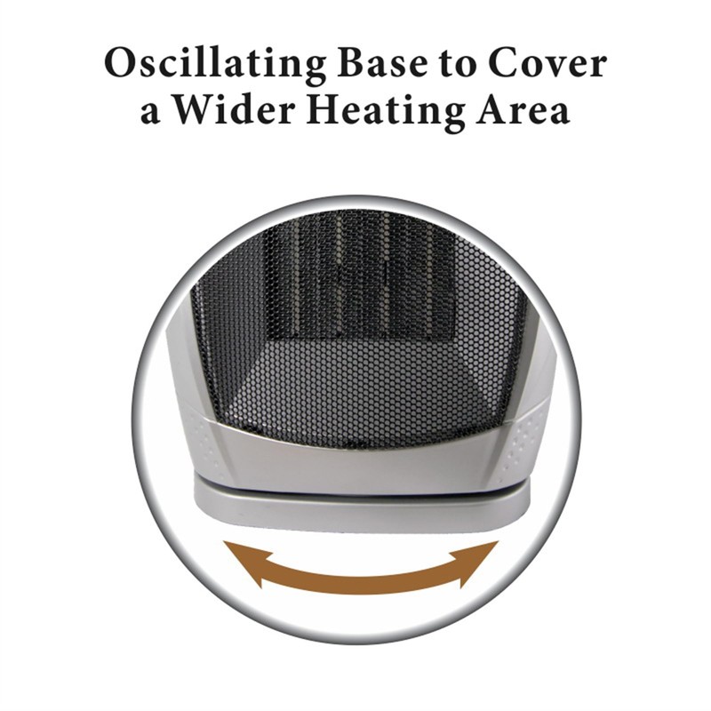 Optimus H-7247 1500-Watt Portable Oscillating Ceramic Heater, Silver (93578897M)