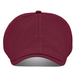 VOBOOM Cotton Washing Flat Cap Cabbie Hat Gatsby Ivy Irish Hunting Newsboy (Burgundy)