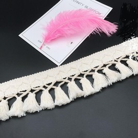 Yulakes Boho Long Fringe Trim, 5 Yards, for Drapery, Curtains, Pillows, Carpet, Lamp, Umbrella, Decorative Crafts, 6cm (Beige)