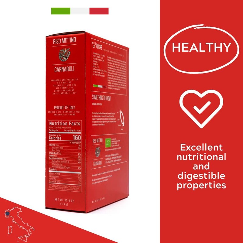 RISO MITTINO Organic Carnaroli Rice For Risotto 1 KG Pack