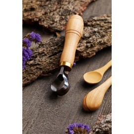 STAMESKY Wood Carving Scorp Knife | Round Carving Tool for Spoons, Bowls, and Cups | Spoon Bowl Carving Tools | Wood Carving for Beginners | Oak Wood Handle with Carbon Steel Blade (1'in full scorp)