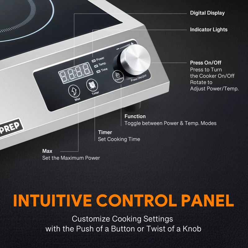 WILPREP Commercial Countertop Induction Range Portable 1800W Induction Cooktop Digital
