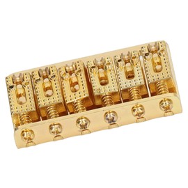 Top Load Bridge, Iron Copper Electric Guitar Bridge Portable Comfortable Touch 6 Strings Glossy for Stringed Instrument(Gold)