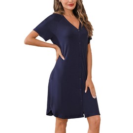 iClosam Button Down Nightgown for Ladies, Maternity Nightdress Cotton Nighties for Women, Cotton Labour Nursing for Hospital Nightwear
