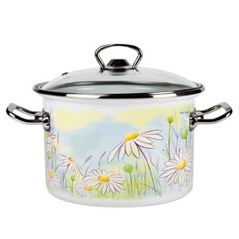 Enamel Stock Pot Daisy Fields Enamel Cooking Pot Enameled Pot with Lid (5.8-qt. (5.5 L))