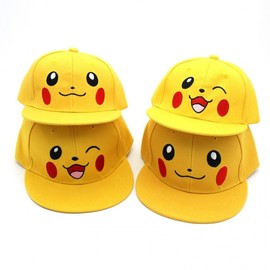 Cute Cartoon Pikachu Hip-hop Baseball Cap for Men, Women, and Children Pikachu Smiling Face Adult Hat + Adjustable 3ea