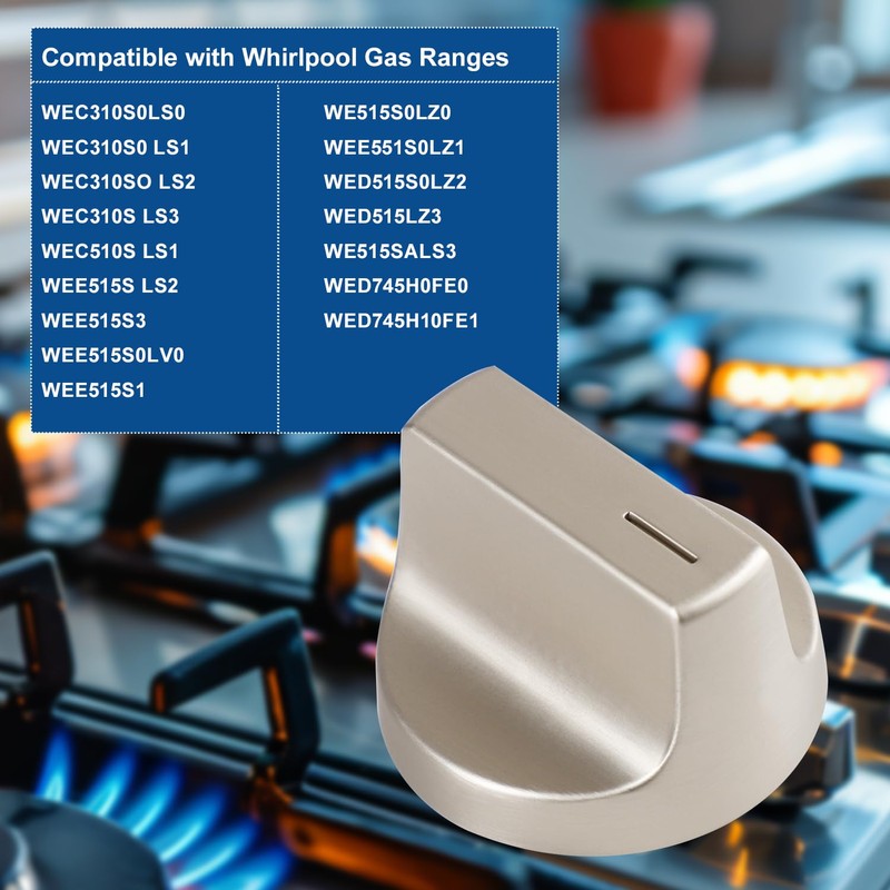 W11517331 W11117415 Range Surface Burner Knob Compatible with Whirlpool Electric