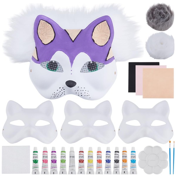 WEBEEDY Set of 4 DIY Cat Masks Kit Halloween Therian