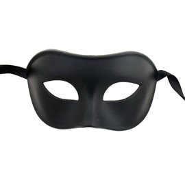 Xvevina Luxury Venetian Plain Men Mask Colombina Masquerade Ball Masks Cosplay (Plain Solid Black)