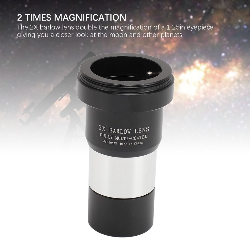 Barlow Lens 2X 1.25in Fully Multi Coated Metal Telescope Eyepiece