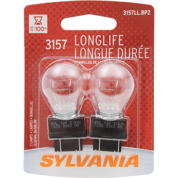 Sylvania 3157 Long Life Miniature Bulb, (Contains 2 Bulbs)