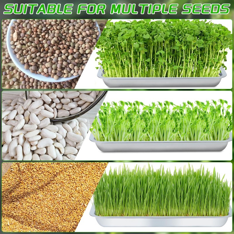 WBCBEC Plant Germination Trays, Stainless Steel Plant Trays Stainless Metal