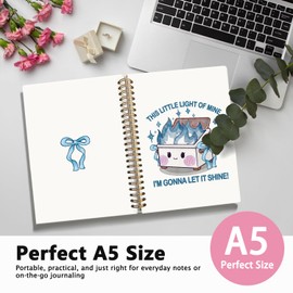 LIANGW Cute Dumpster Fire Notebook Journal for women, Blue Bow Cute Spiral Notebooks for Women Girls,Dumpster Fire Gifts, Funny Office Gifts for Coworkers, 5.5x8.3 Inch