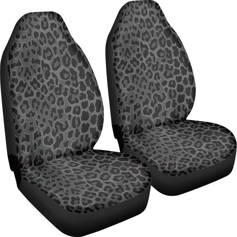 Talayituse Black Leopard Print Car Seat Covers 2pcs/Set High Back
