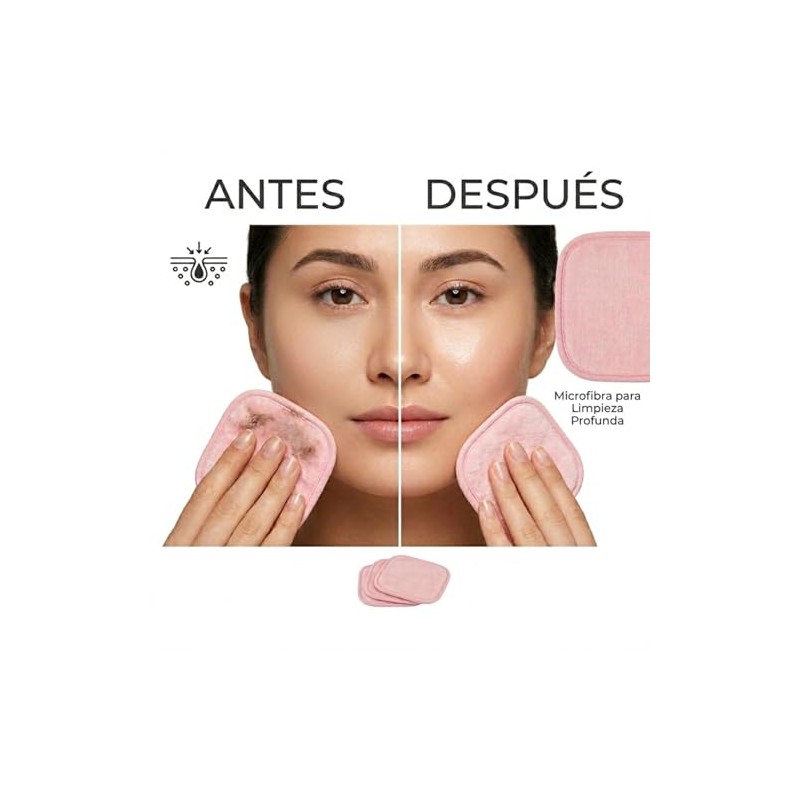 Paños Desmaquillantes Reutilizables, Almohadillas de Microfibra para Limpieza Facial Profunda,