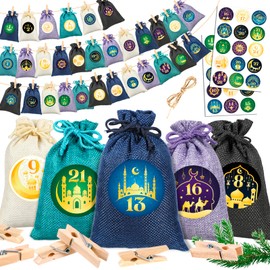 HOWAF Ramadan Calendar to Fill 2025, Ramadan Advent Calendar for Filling Yourself with Advent Calendar Bags, 1-30 Ramazan Calendar Stickers, DIY Ramazan Calendar for Eid Ramadan Mubarak Decoration