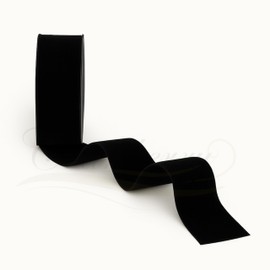 Black Velvet Ribbon - 38mm Wide x 2 Metre Cut Length - Luxurious Single-Sided Soft Velvet Trim for Gift Wrapping, Wedding, Bows, Crafts, Christmas, Floral Arrangements & Decor