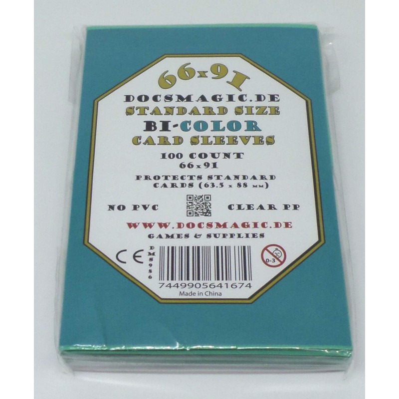 docsmagic.de 100 Premium Bi-Colour Card Sleeves Mat Mint/Black Standard Size