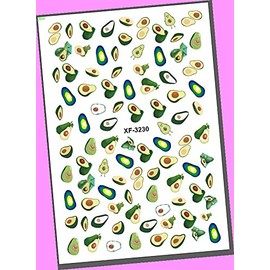 Cherry Strawberry Watermelon Peach Avocado Fruit Lemon 3D Art Nail Stickers Xf3230 for Nails Design Nail Art Stickers Decals Supplies Manicure Tips Sticker Colorful for Nail Decorations