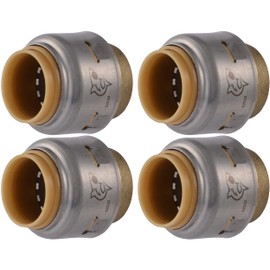 SharkBite Max 1/2 Inch Push Cap, Pack of 4, Push to Connect Brass Plumbing Fitting, PEX Pipe, Copper, CPVC, PE-RT, HDPE, UR514A4