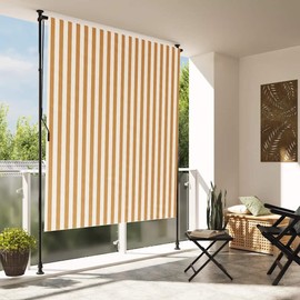 vidaXL Outdoor Roller Blind, Vertical Awning with Crank, Retractable Privacy Screen for Patio Balcony, Sun Protection Roller Blind, Orange White, 150 x 270 cm, Fabric Steel