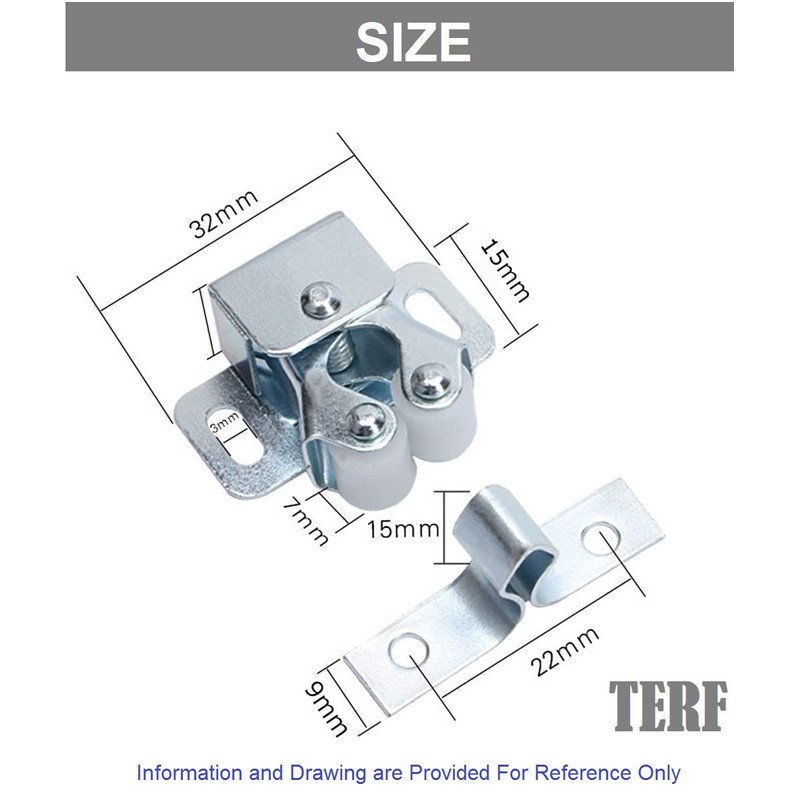 TERF® Heavy Duty Double Roller Catch Latch Electro Brass Furniture