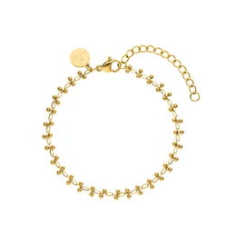 Purelei® Terra Bracelet - Filigree Bracelet with Shiny Metal Balls - Gold-Plated Stainless Steel - Adjustable 16-20 cm - Gold/Silver/Rose Gold, One size, Stainless Steel, Agate