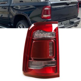 PARTREE LED Tail Light Left Driver Assembly Compatible with Dodge Ram 1500 2019-2023 2024 [without Blind Spot Detection] Direct Replacement Red Lens Rear Lamp 55112991AC 55112991AD