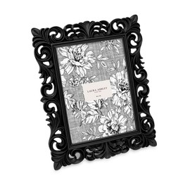 Laura Ashley 5x7 Black Vintage Inspired Resin Scroll Design Picture Frame with Thin Border, Horizontal & Vertical for Tabletop and Wall Display, Home D cor (5x7, Black)