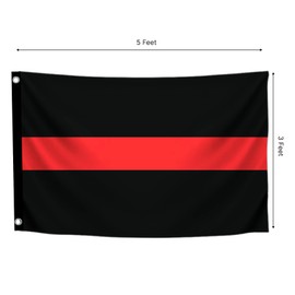 3x5 Feet Thin Red and Black Line Horizontal Stripes Flag with 2 Brass Grommets - Symbol Simple Textured Graphics Flag - Cool Wall Flags for Decor College Dorm Room Guys - Stripes Flag for Outdoor